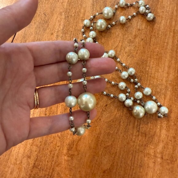 Faux Pearl Vintage Costume Long Necklace - Picture 5 of 5